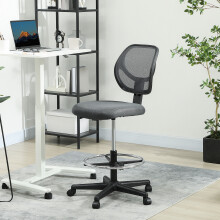 Vinsetto Swivel Mesh Office Chair w/ Adjustable Footrest Ring, Charcoal Grey
