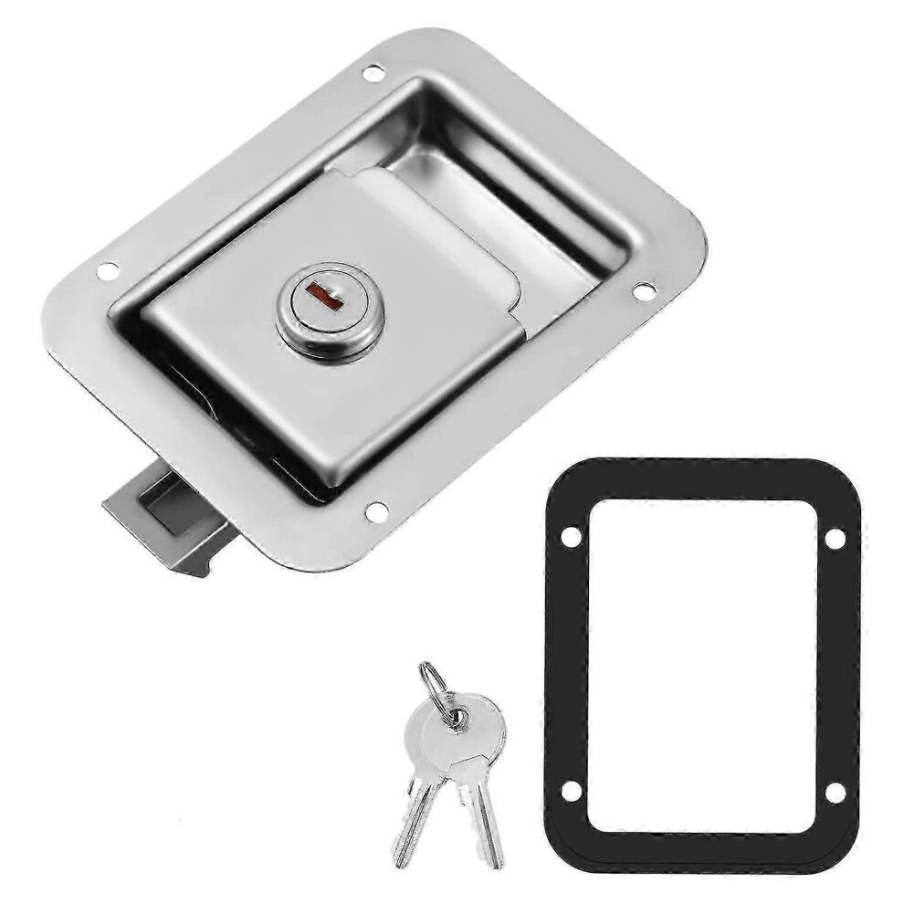 (As Show, One Size) Paddle Slam Latch With Lock & Key Travel Trailer Lock 4632480847491