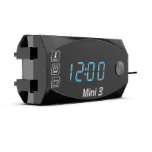 (White, One size) Motorcycle Voltmeter Thermometer Mini 12v Car Digital Voltmeter Gauge,3 In 1 Universal Electronic Motorcycle Electronic Clock Thermometer Voltmeter Wa
