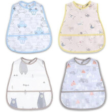 (As show, One size) Baby bibs Waterproof Toddler bib - Feeding bib with Pocket for Infant Boy Girl Washable 6-36M