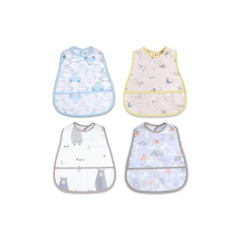 (As show, One size) Baby bibs Waterproof Toddler bib - Feeding bib with Pocket for Infant Boy Girl Washable 6-36M