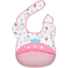(As show, One size) Waterproof Baby Bib with Silicone Food Catcher Pocket, Adjustable Feeding Bib Fit for 6-24 Month Toddlers