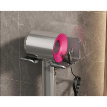 (As show, One size) Dryer Holder Adhesive Wall Mount Hair Dryer Holder Wall Mount Compatible with All Hair Dryers, Space Aluminum Anti-Rust(Grey)
