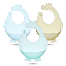 (As show, One size) Silicone Bibs for Babies and Toddlers - 3 Pack Ultra-Thin Lightweight Silicone Baby Bibs for Boy and Girl, BPA Free, Unisex, Waterproof Feeding Bibs A