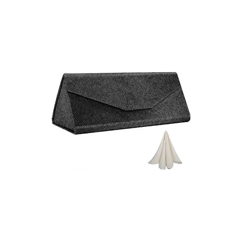 (As show, One size) Foldable Glasses Sunglasses Case, PU Portable Eyeglass Case for Men Women