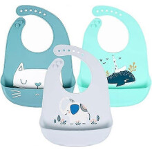(As show, One size) Baby Bibs Silicone Feeding Bibs, Baby Bibs Silicone Bibs 3pcs for Feeding and Adjustable Waterproof Bibs