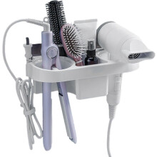 (As show, One size) Hair Dryer Holder Wall Mounted, Hair Styling Care Tool Organizer for Bathroom, Multi-Functional Space Saving Storage