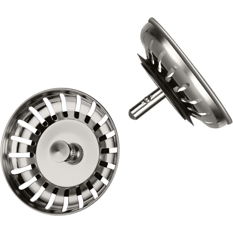(As Show, One Size) Kitchen Sink Strainer 80Mm, 2Pcs Kitchen Sink Stopper With 2 Drain Hair Catcher, Thickened 304 Stainless Steel Universal Kitchen S 4632026617267