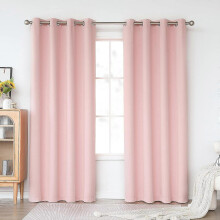 (As show, One size) 84 Inch Length Baby Pink Curtains for Girls Kids Nursery Bedroom - Thermal Insulated Grommets Blackout, Pink, 1 Pair, 52 x 84 Inch