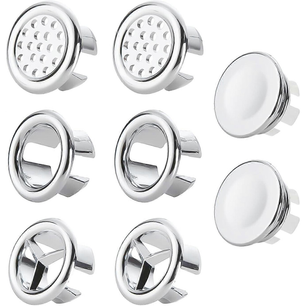 (As show, One size) 8 Pieces Overflow Hole Cover, Drain Hole Decor Accessories, Plastic Round Hole Plug, Used for Kitchen and Bathroom Sinks-image-OPC-PHMGYZQ-NEW