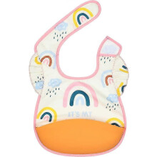 (As show, One size) Waterproof Baby Bib with Silicone Food Catcher Pocket, Adjustable Feeding Bib Fit for 6-24 Month Toddlers