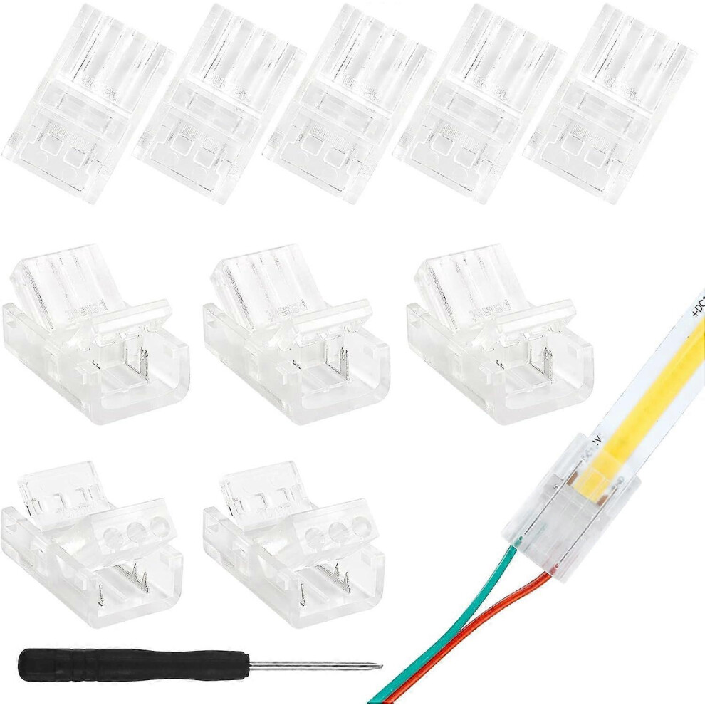 (As Show, One Size) 2Pin Cob Light Strip Connectors Strip To Wire Connectors Unwired Gapless Solderless For 10Mm High Density(10 Pcs Strip To Wire) 4632131065298