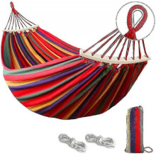 1pc Outdoor Woven Canvas Hammock Portable Travel Bag Garden Camping 190*150cm (tie Rope + Storage Bag)
