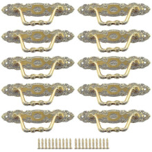 10pcs Antique Handle Zinc Alloy Drawer Door Knobs Golden Cupboards & Draws Handles for Furniture Doo