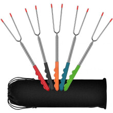 304 Stainless Steel Barbecue Fork Telescopic Barbecue Fork for Barbecue Camping Campfire
