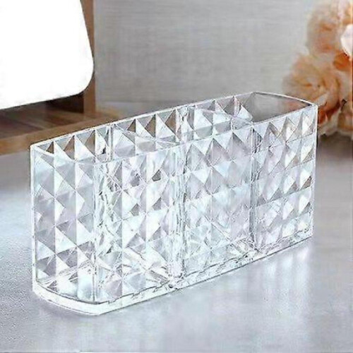 Makeup Brush Holder Storage Box Diamond Pattern 3 Slots Transparent Makeup Brush Storage Box 2