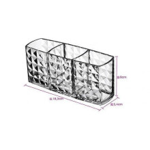 Makeup Brush Holder Storage Box Diamond Pattern 3 Slots Transparent Makeup Brush Storage Box