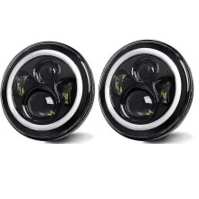 Pair 7" Led Headlights Halo E Marked Rhd for Land Rover Defender 90 110 Tdi Td5