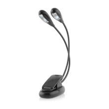 Clip-on Desk Music Stand Flexible Dual Arm Led Usb Light Lamp Book Reading Black