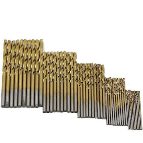 50pcs Titanium Coated Drill Bits Hss High Speed Steel Twist Drill Bit Set