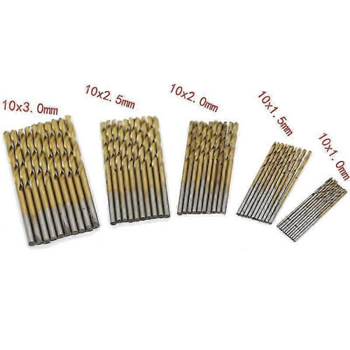 50pcs Titanium Coated Drill Bits Hss High Speed Steel Twist Drill Bit Set 2