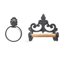 Black Toilet Roll Holder Towel Holder Set,bathroom Cast Iron Towel Ring Toilet Roll Holder , Vintag