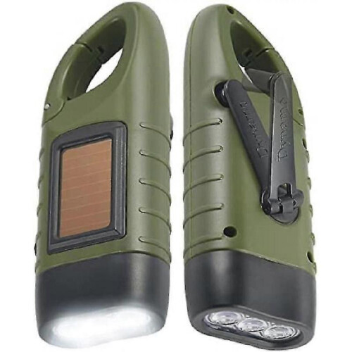 Hand Crank Solar Powered Flashlight Rechargeable Emergency Led Light 1