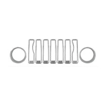 9pcs Front Grille Trim Inserts Grill Cover for Wrangler Jl Jlu Sports 2018-2023 Chrome Headlight De