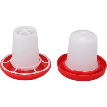 (As show, One size) Poultry Feeder, 9.2x10.2cm Chick Feeder And 8.7x10.2cm Waterer Kit Rotating Sleeve Design Automatic Feeding And Watering Poultry Feeder