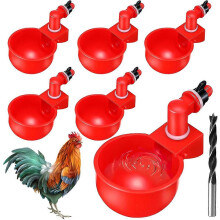 (As show, One size) 6pcs Automatic Chicken Drinker Supplies Bowl Cups Plastic Bowl, Poultry Water Dispensers Automatic Drinking Water Cups for Chicks Quail Ducks Bird