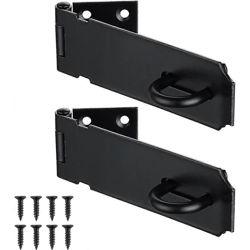 (As Show, One Size) Door Hasp Latch Lock, 5 Inch 304 Stainless Steel Safety Packlock Clasp Thickness 1.9 Mm, Matte Black 2 Pack, Dl130-Pb-P2 4632461633303