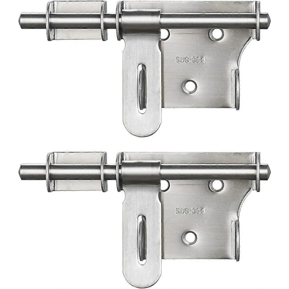 (As Show, One Size) Sliding Gate Latch 6 Inch, Thickening 304 Stainless Steel Barrel Bolt With Padlock Hole, Interior Door Latches Brushed Finish, 2 P 4632461632825