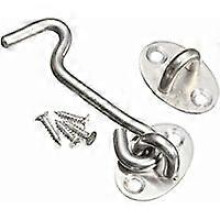 (As show, One size) Heavy Duty Stainless Steel Cabin Hook and Grommet Latch Metal Shed Door Quiet Windproof Shed Door with Mounting Screws for Doors Windows Cabinets