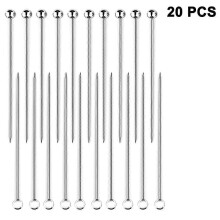 (As show, One size) 20 Pieces of Stainless Steel Cocktail Skewers Cocktail Sticks Reusable Fruit Sticks Fruit Dessert Fork