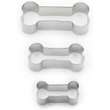 (As show, One size) Dog Bone Cookie Cutter Set, Stainless Steel, 3-Piece
