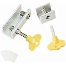 (As show, One size) Sliding Bay Latch, 2 PCS Sliding Window Lock Anti-Slip Aluminum Alloy Security Window Lock with Key Sliding Door Block Sliding Latch for Children