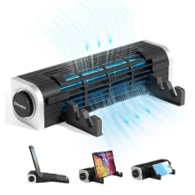 Laptopkoeler met verstelbare standaard, laptopkoelpad met 3 snelheden, USB-multifunctionele laptopcross-flow turbinekoelventilator
