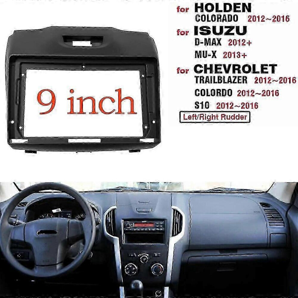 (As Show, One Size) 2 Din 9 Inch Car Radio Fascia Panel Frame For Chevrolet Trailblazer Holden Colorado S10 Isuzu D-Max Mu-X Dash Mount Kit 4632480842014