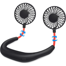 Tragbarer Nackenventilator, wiederaufladbarer USB-Freisprechventilator, persönlicher 360-Doppelkopf-Freidrehventilator, 3-stufige einstell