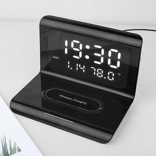 Digital Alarm Clock Screen Display Wireless Phone Charger Desktop Electric Clock 2