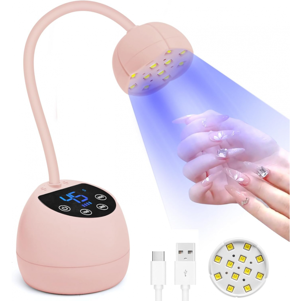 USB-Mini UV light for Nails, UV Light for Gel Nails, Handheld UV Lamp With Portable Stand, Handsfree LED