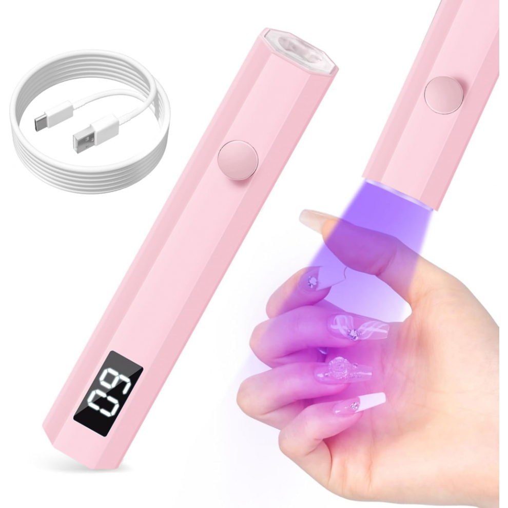 Rechargeable Mini UV light for Nails, UV Light for Gel Nails, Handheld UV Lamp With Portable Stand, Handsfree LED