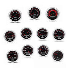 2 52mm yleiskäyttöinen 12V LED savulinssi -1~0~2 bar Turbo Boost mittari / Turbo Boost mittari valkoinen