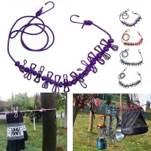 4M Outdoor Camping Liukumaton venyvä pyykkinarulla, jossa 12 Clips Travel Joustava Clothesline Sock