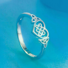 YILUOCD S925 Silber Liebesherz Keltischer Knoten Ring für Frauen Aushöhlen Geometrischer Ring Hochzeitsfeier
