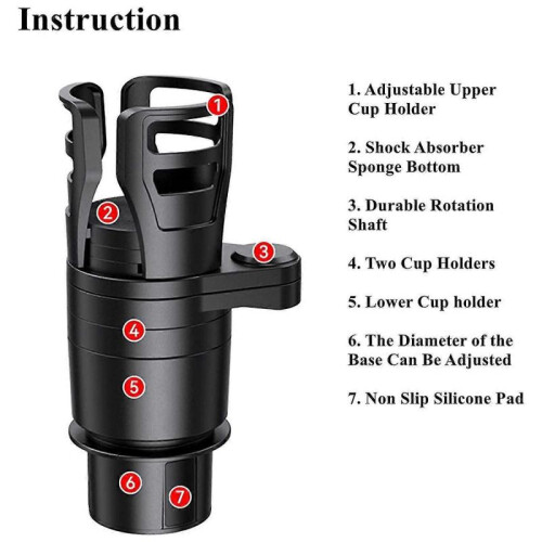 4 In 1 Car Cup Holder Extender Multi-function Cup Holder 360 Degree Rotatable And Adjustable Cup Ho 1