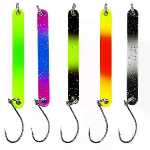 5Pcs Löffel Köder Set Angeln 25g Kupfer Metall Köder Gestreiften Spinner Doppel Seite Malerei Forelle