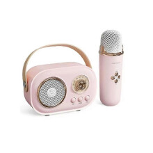 (1pc Speaker, Pink) Bluetooth Speaker With 1-2 Wireless Microphone Support Karaoke TF Card FM Play HIFI Bass Handsfree Call Children's Birthday Gift