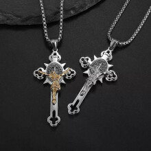 Italienischer christlicher Heiliger Benedikt Kreuz Edelstahl Halskette Anhänger Männer und Frauen Religion