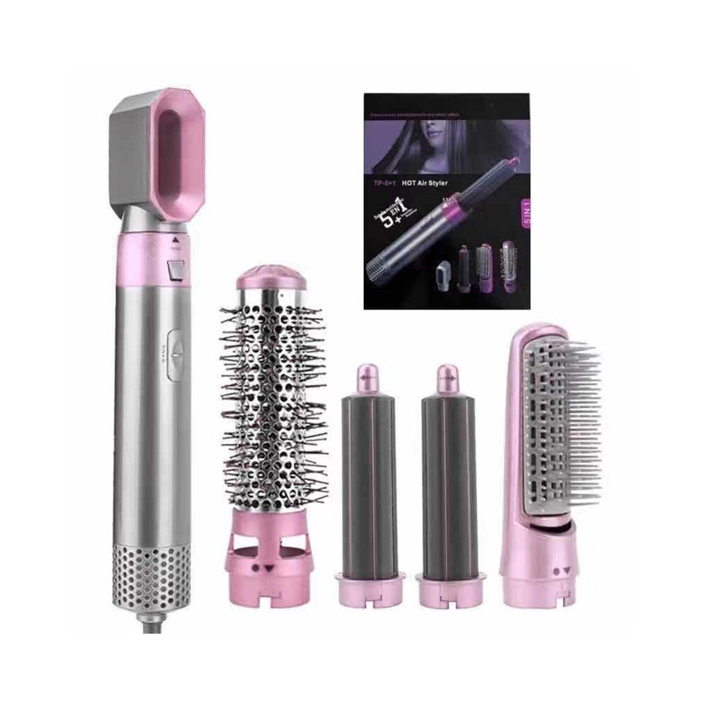 Pink (Pink) 5 In 1 Electric Hair Dryer Blow Hair Curler Set Detachable Styler Hot Air Brush